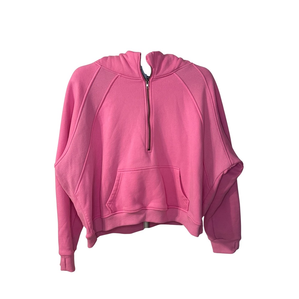 Pink Lily Womens 2XL Pink Quarter Zip Hoodie Cotton Fleece Sweatshirt CL28348
